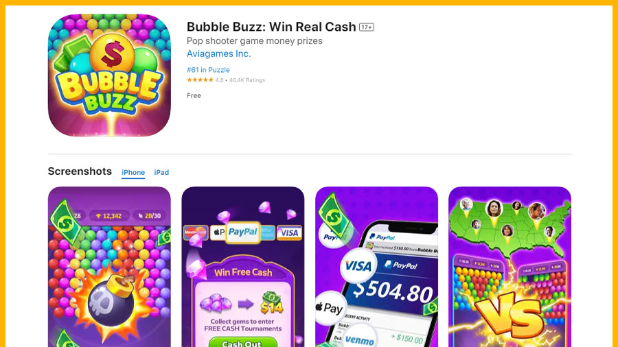 Bubble Buzz من أفضل ألعاب لربح المال PayPal
