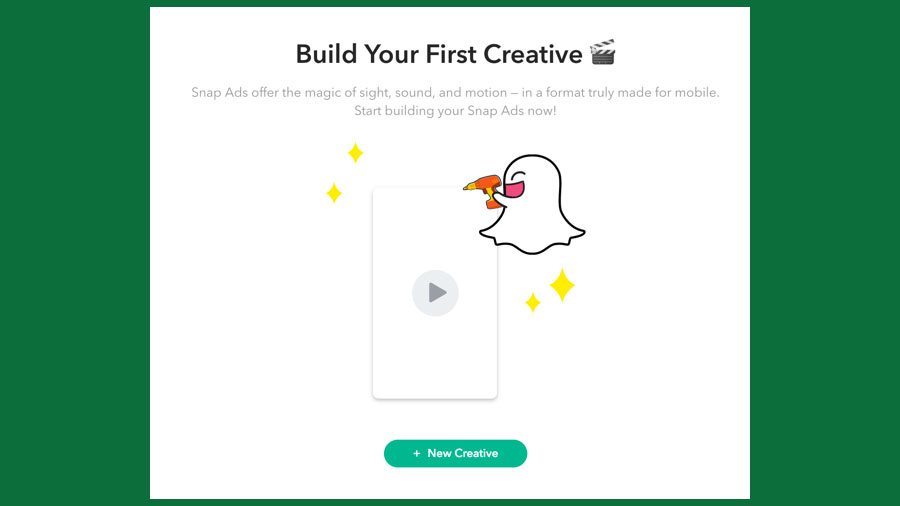 انقر فوق + تصميم جديد لإعداد إعلان Snapchat الخاص بك.