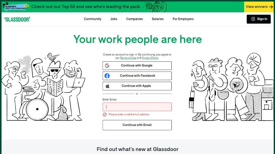 Glassdoor من أفضل مواقع البحث عن عمل في الإنترنت